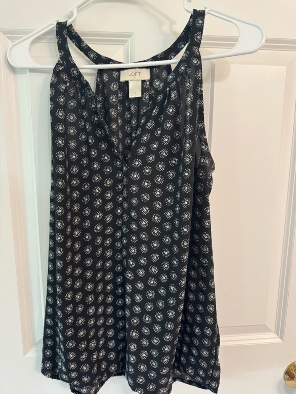 LOFT Black and White Printed V-Neck Racerback Tank